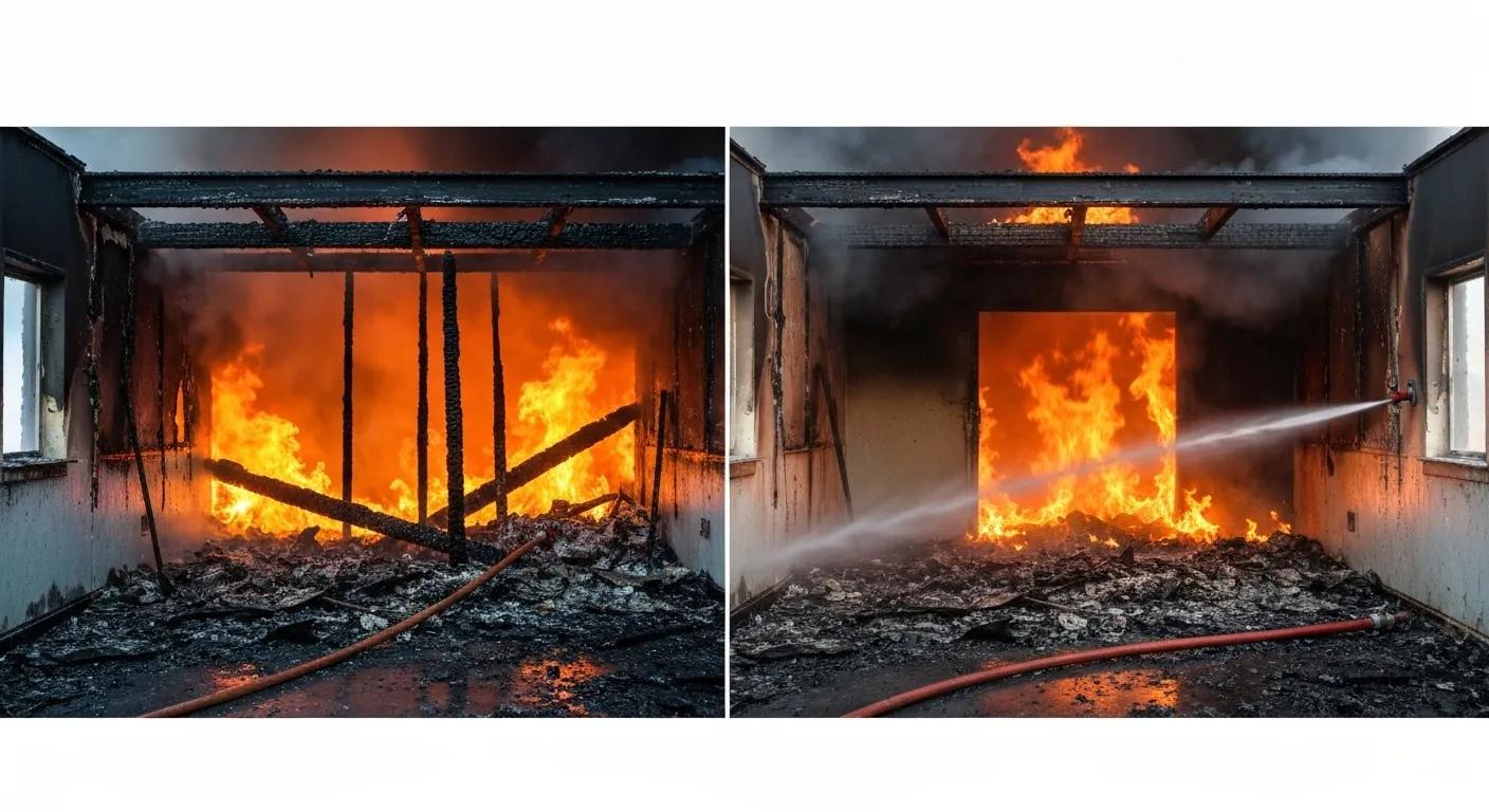 Comparison of fire damage with and without fire sprinkler systems